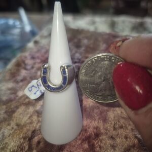 Silver Labrodorite Horse Shoe Ring
